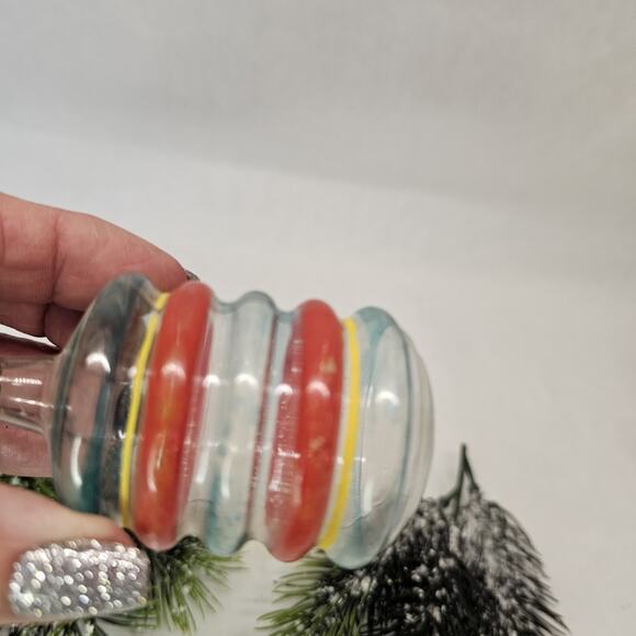 Vintage WWII era Unsilvered Glass Barrel Shape Christmas Tree Ornament - Picture 3 of 5